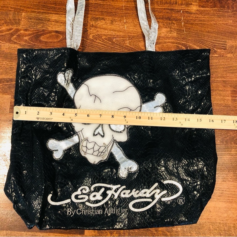 Vintage Ed Hardy Black Skull Y2K Tote Bag - Picture 6 of 8